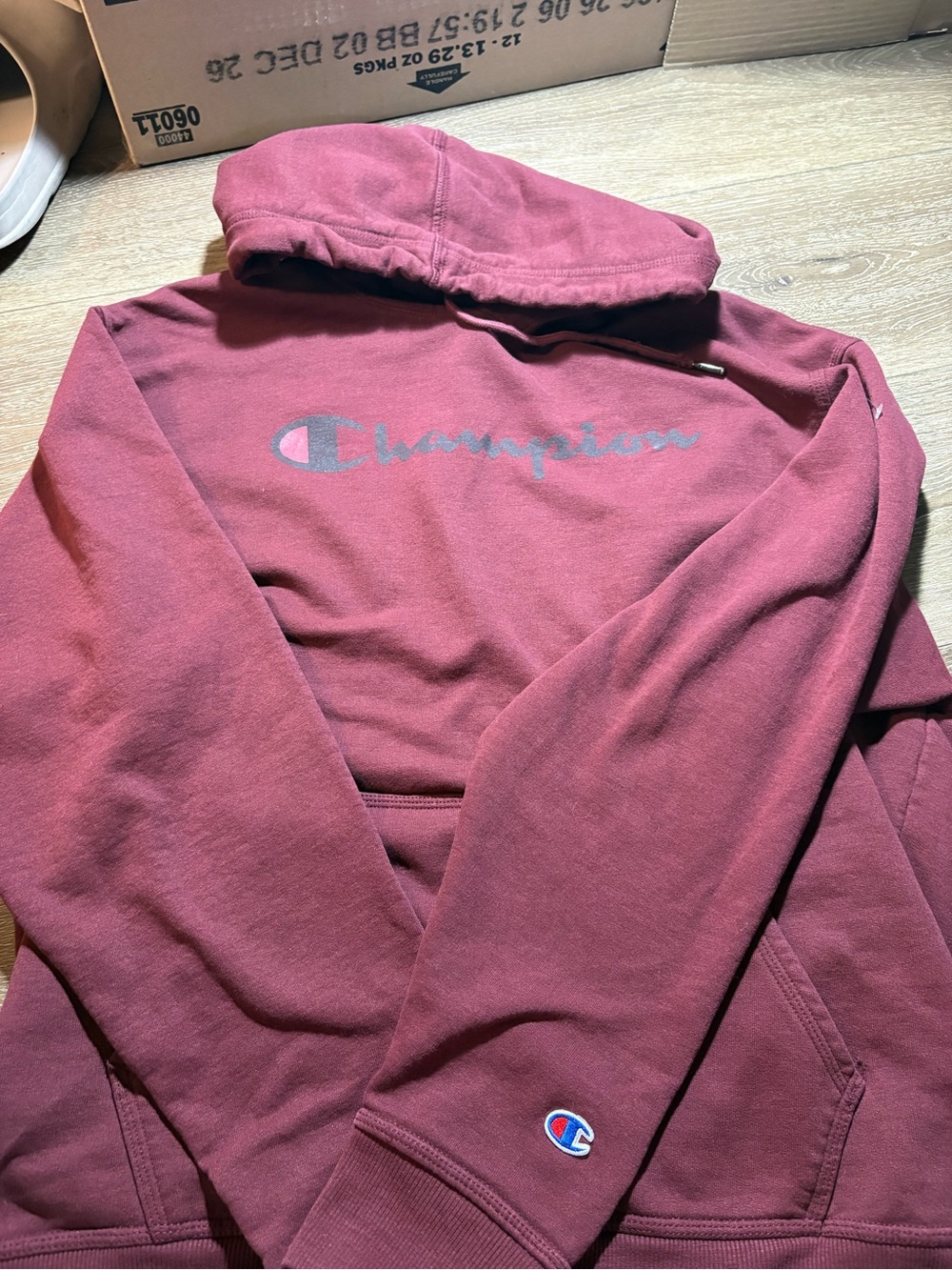 Champion Maroon Pullover Hoodie with Logo